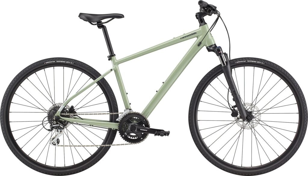 Cannondale Quick CX 3 hybrid bike with front suspension, perfect for city commuting and light off-road trails