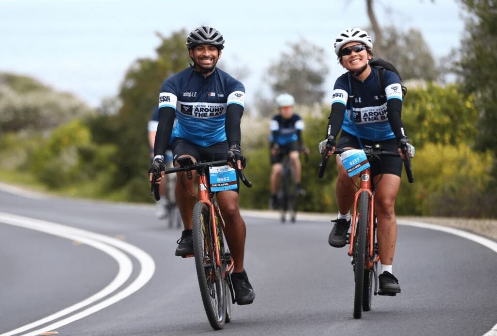 Cyclist riding a traditional bike for exercise and fitness.